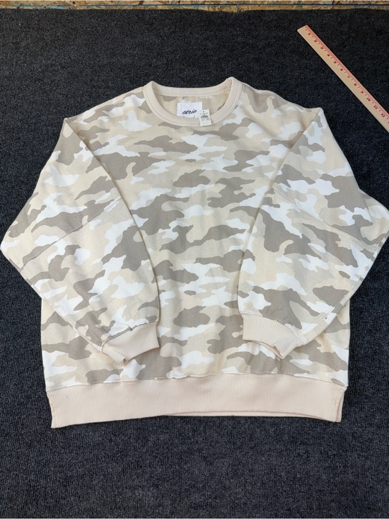 aerie Tops - Aerie Beige Camo Crewneck Sweatshirt Oversized Small